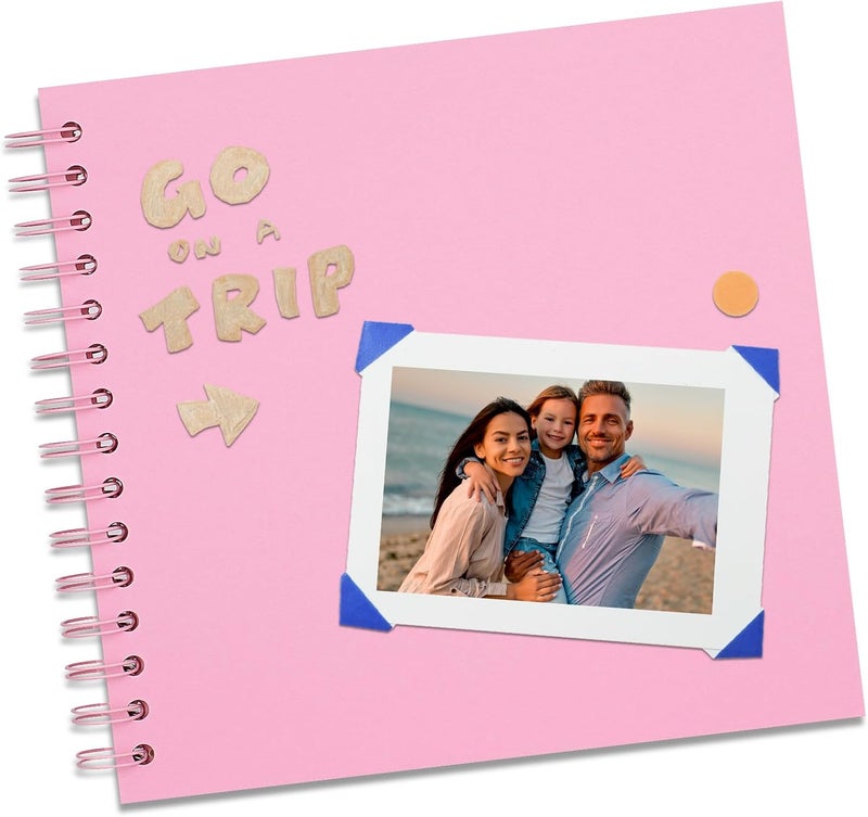 Remowith 8X8 Inch DIY Scrapbook Photo Album, Kraft Blank Paper Scrap Book 40 Pages Memory Book for Wedding Family, Pink - Image 3